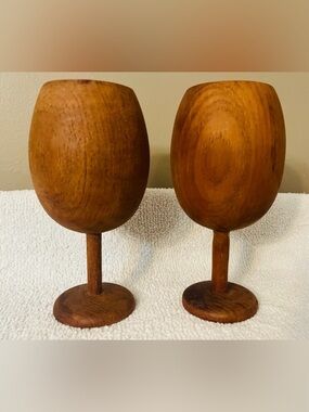 1970s Wooden Goblets - Set of 2